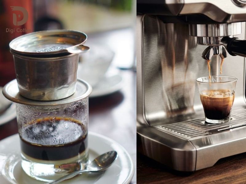 Sự khác biệt giữa cà phê pha phin và espresso